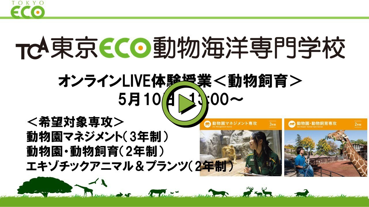 5月10日オンラインLIVE体験授業＜動物園・動物飼育＞