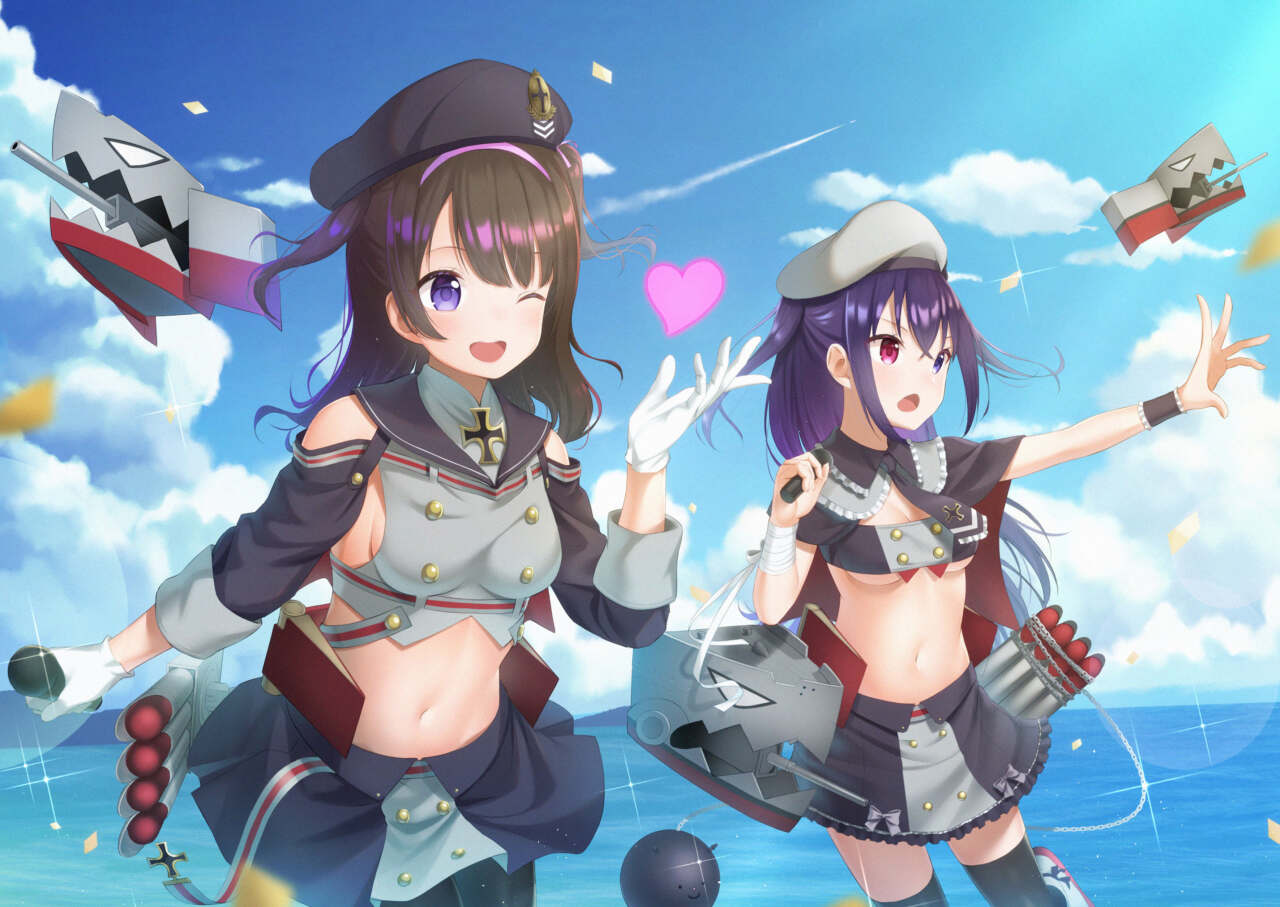 フュンちゃんとゼクちゃんが海でライブしてるイメージです。 二人は闘っている姿よりもアイドルとして歌って踊っている方が輝けるなと思いました。 雰囲気に合わせ、機雷の表情も笑顔にしました。 フュンちゃん、ぜひプロデュースさせてほしいです。